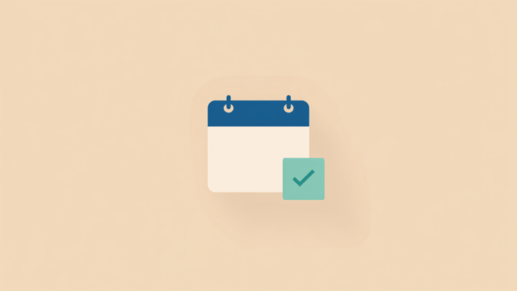 Flat illustration of a calendar with a green checkmark, representing planning ahead before payday