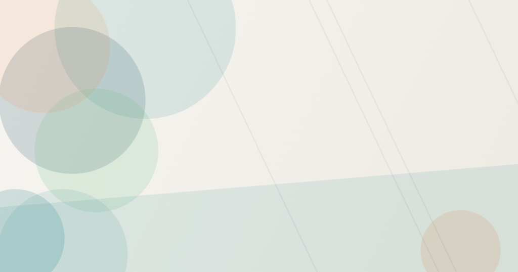 Abstract layered circles in teal, navy and orange tones over a warm cream background, evoking a clear, workable arrangement